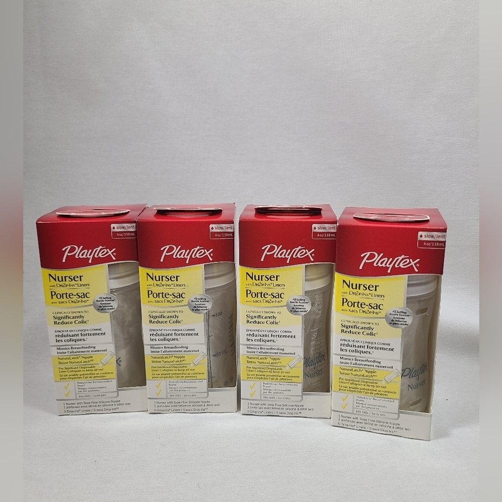 Playtex Nurser with Drop-Ins Liners Naturalatch Nipple Pre-Sterilized x4 Bottles